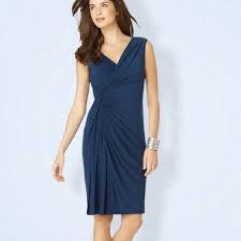 NWT Adrianna‎ Papell Navy Knotted Wrap Cocktail Dress Size 10